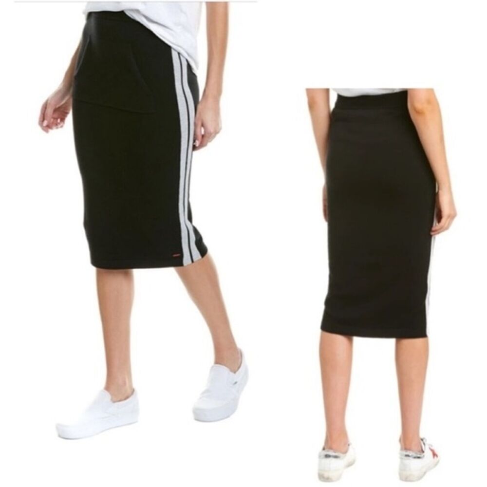 n:Philanthropy Tokyo Navy Blue Stripe Midi Skirt size Small - Picture 2 of 11